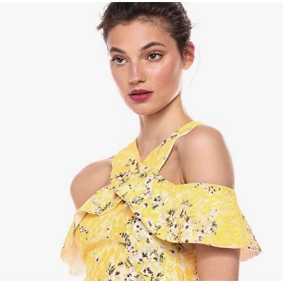 Rachel Roy Yellow Lace Floral Sleeveless Dress - Picture 2 of 10